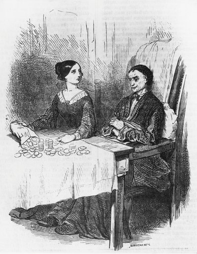 Emile Deschamps (1822-1893) による彫刻、Human Comedy と題された多巻コレクションからの Honore de Balzac (1799-1850) による小説、Eugenie Grandet のイラスト 作： Emile Deschamps