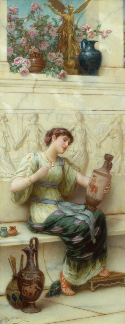 The Finishing Touch (パネルに油彩) 作： Emile Eismann Semenowski