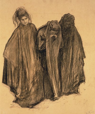 ラドゥルールの研究、1899年（紙に木炭） 作： Emile Friant