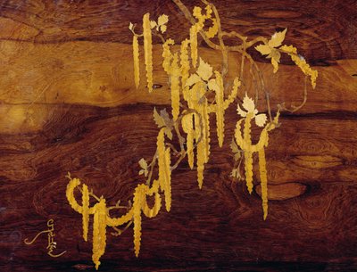 植物をモチーフにした象嵌細工 エミール・ガレ（1846-1904）作 アールヌーボー様式ネストテーブル（1900年頃） ディテール フランス 20世紀 作： Emile Galle