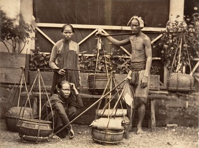 果物商人、コーチンチナ、1866 年。 作： Emile Gsell