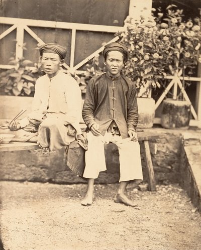 米を食べる民兵、コーチンチナ、1866年。 作： Emile Gsell