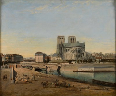 1860 年、Quai de la Tournelle から見たノートルダムの後陣。 作： Emile Harrouart