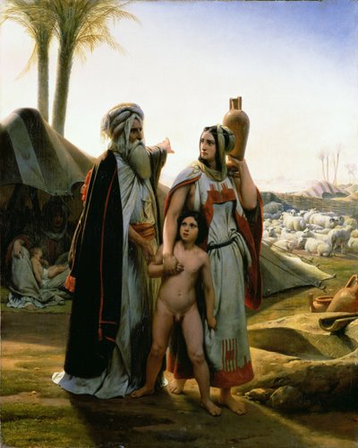 アブラハムターニングアウェイハガー、1837年 作： Emile Jean Horace Vernet
