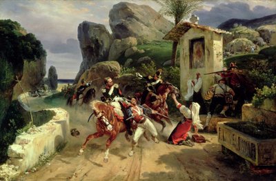 1831年の教皇軍に驚かされたイタリアの旅団 作： Emile Jean Horace Vernet