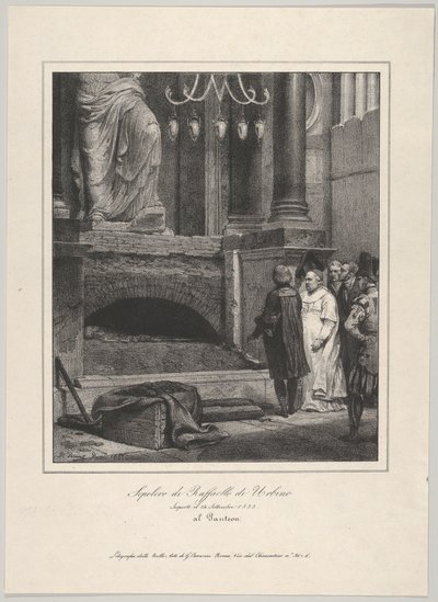 1833年9月14日に開かれたラファエルの墓、パンテオン、ローマ、1833年。 作： Emile Jean Horace Vernet