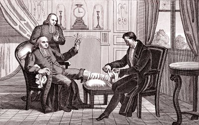 痛風と蜘蛛、ラ・フォンテーヌの寓話 作： Emile Joseph Alexandre Gouget