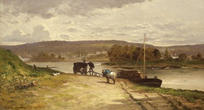 川の風景、1837 作： Emile Lambinet