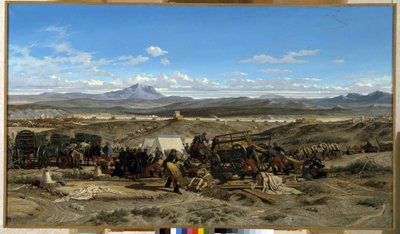 お昼にキャンプ。 エミール ルボン (1809-1863) の絵画。 キャンバスに油彩。 ミュゼ グラネ、エクス アン プロヴァンス 作： Emile Loubon