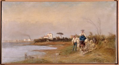 散歩に向かうマルティーグの農民たち エミール・ルボン（1809-1863）による絵画 19世紀 作： Emile Loubon