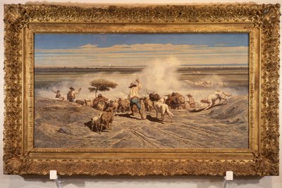 エミール・ルーボン（1809 - 1863）の「群れの帰還」、油彩・カンヴァス、0.91 x 1.70 cm。トゥーロン美術館。 作： Emile Loubon