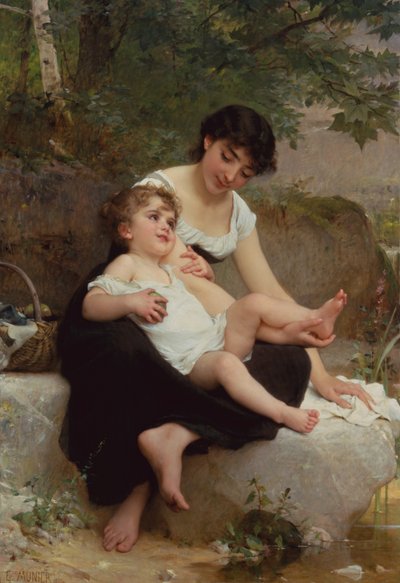 お母さんと子供 作： Emile Munier