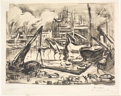 アントワープの港盆地カッテンディック。 作： Emile Othon Friesz
