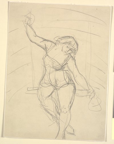 空中ブランコに座っている女性アーティスト 作： Emile Othon Friesz
