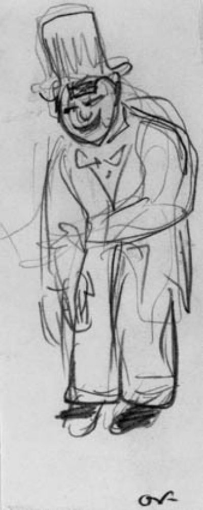 シルクハットをかぶった立っているピエロ。 作： Emile Othon Friesz