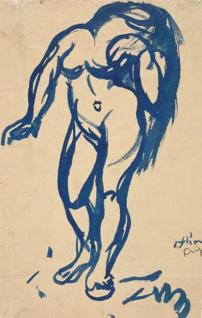 髪を下ろして立っている女性。 作： Emile Othon Friesz