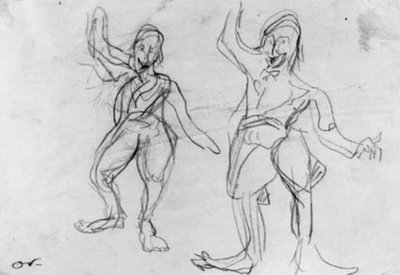 踊るピエロ、ゴークの 2 つのスケッチ。 作： Emile Othon Friesz