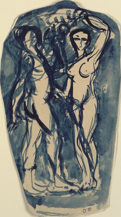 立っている 2 つの裸の人物 (アダムとイブ?)。 作： Emile Othon Friesz