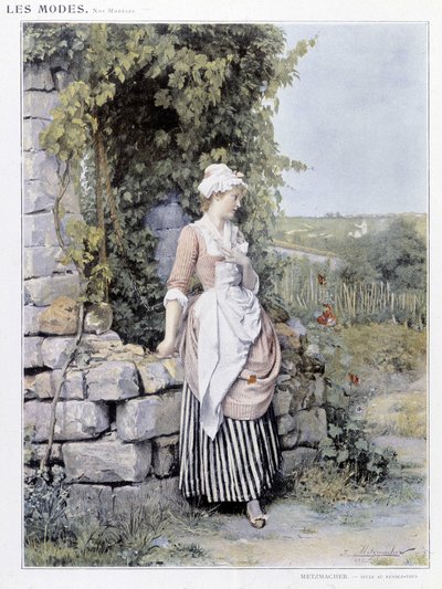 約束の時間を待つ独身女性（ランデヴー） - ill. de Metzmacher, v. 1900 作： Emile Pierre Metzmacher