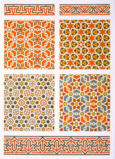 カイロ：幾何学的な壁画の装飾、15世紀と16世紀（印刷） 作： Emile Prisse d