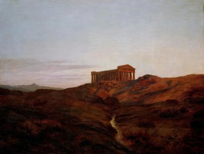 古代の土地、シチリアのセジェスタの神殿 作： Marie Auguste Emile Rene Menard