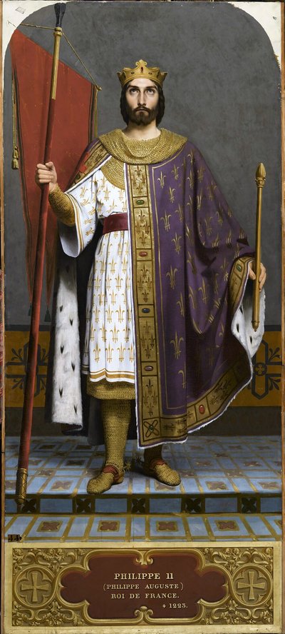 フランス王フィリップ 2 世 (1165 年 - 1223 年、1840 年代)。 作： Emile Signol