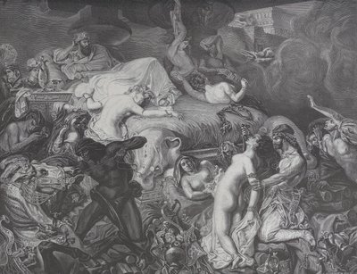 1874 年 5 月 16 日の「ル モンド イラストレ」より、サルダナパルス。 作： Emile Thomas