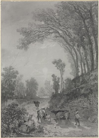 牛のいる風景、19世紀後半。 作： Émile van Marcke