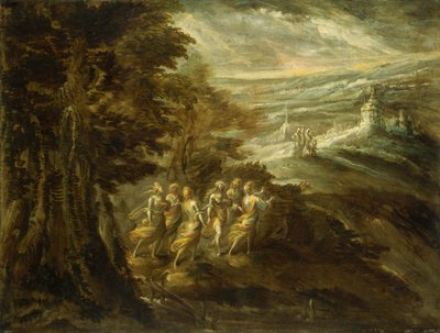 フィギュアのある幻想的な風景 作： Emilian 16th Century