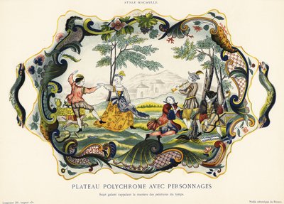 ロッカリー スタイル、ルーアンのフィギュアの盛り合わせ。 1870年（クロモリトグラフ） 作： Emilie Pottier