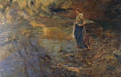 エミリオ・ゴラ（1851-1923）の「洗濯婦」。 作： Emilio Gola