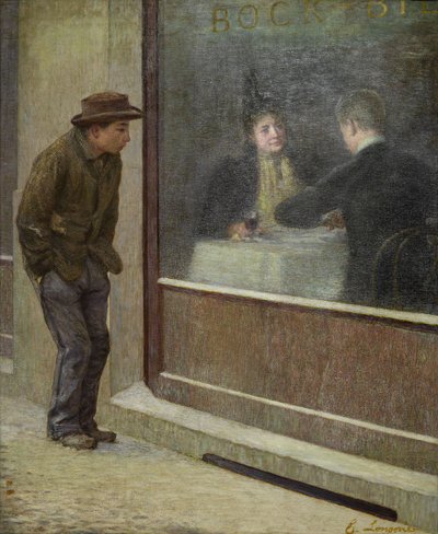 ハングリーマンまたは社会的コントラストの考察、1894年。 作： Emilio Longoni