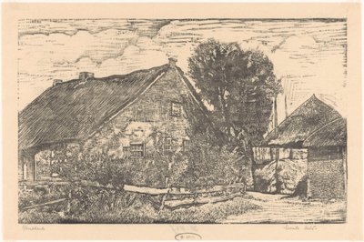 干し草の納屋のある農場 作： Emilius Wilhelmus Dehé (signed by artist)