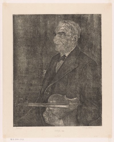 ヴァイオリンを持つ芸術家の父の肖像 作： Emilius Wilhelmus Dehé (signed by artist)