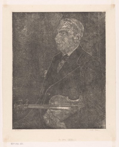 ヴァイオリンを持つ芸術家の父の肖像 作： Emilius Wilhelmus Dehé (signed by artist)