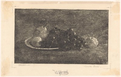 ぶどうやその他の果物を入れたボウル 作： Emilius Wilhelmus Dehé (signed by artist)