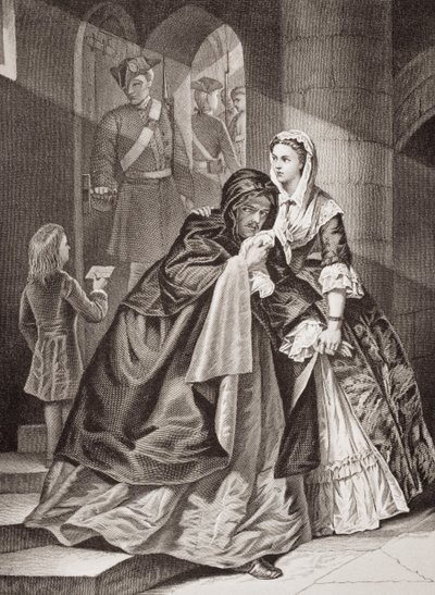 1716年のタワーからのニス・デール卿の脱出、「英語とスコットランドの歴史の図解」第II巻（17890も参照） 作： Emily Mary Osborn