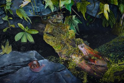 池の生活、2021年（キャンバスに油彩） 作： Emma Pewsey
