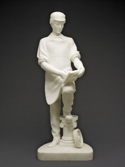 機械工の見習い、1859年頃（大理石） 作： Emma Stebbins