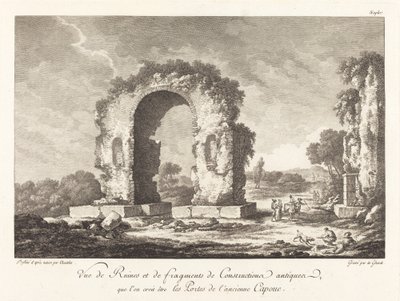 古代カプアの古代建築の遺跡と断片の眺め 作： Emmanuel Jean Nepomucène de Ghendt after Claude Louis Châtelet