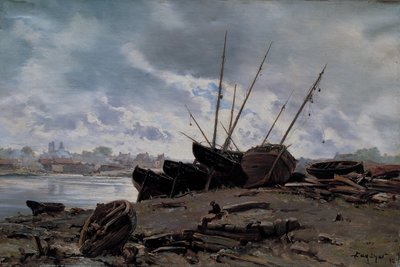 ディエップで座礁したボート 作： Emmanuel Lansyer