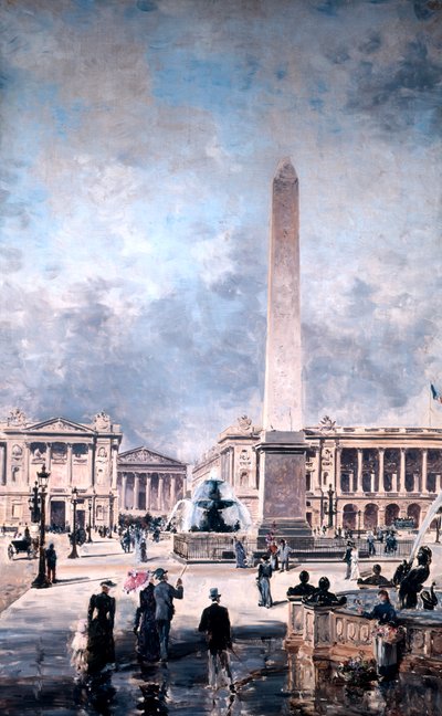 ルクソールのオベリスクとコンコルド広場、1891年。 作： Emmanuel Lansyer