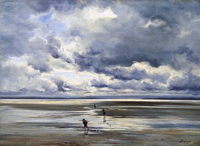 アヴランシュの方を向いて干潮時に打ちます 作： Emmanuel Lansyer