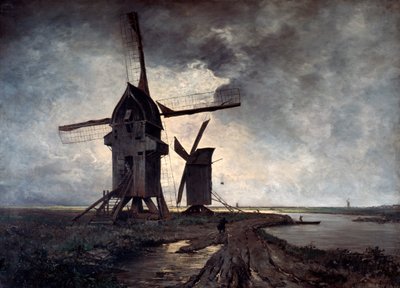 リールの周囲の風景の風車、1877年。 作： Emmanuel Lansyer
