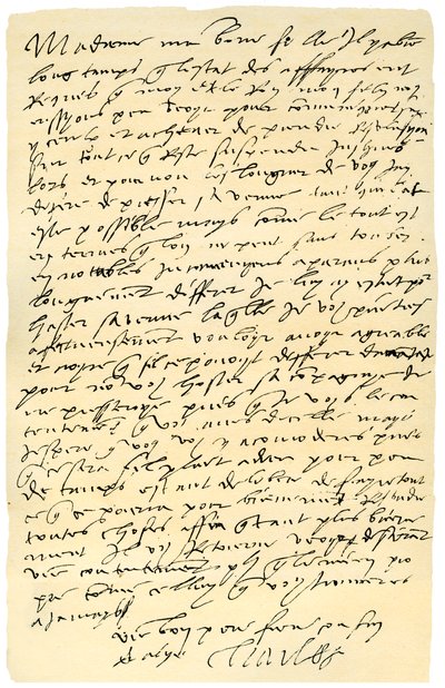 1555 年、スペイン皇帝カール 5 世からイングランド女王メアリーに宛てた手紙。 作： Emperor Charles V