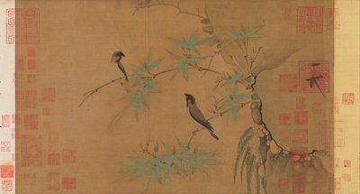 フィンチと竹、12 世紀初頭。 作： Emperor Huizong