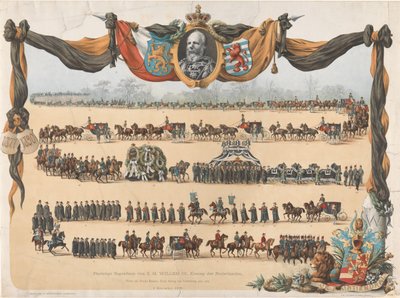 1890 年 12 月 4 日、オランダ国王 H.M. ウィレム 3 世の厳粛な葬儀 (オブジェクトのタイトル) 作： Emrik and Binger