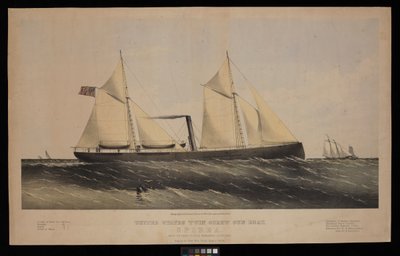 アメリカのツインスクリュー砲艦。スピレアSaml H Pouk Fairhaven Connによって建造された。1864... (リトグラフ、カラー) 作： Endicott Endicott