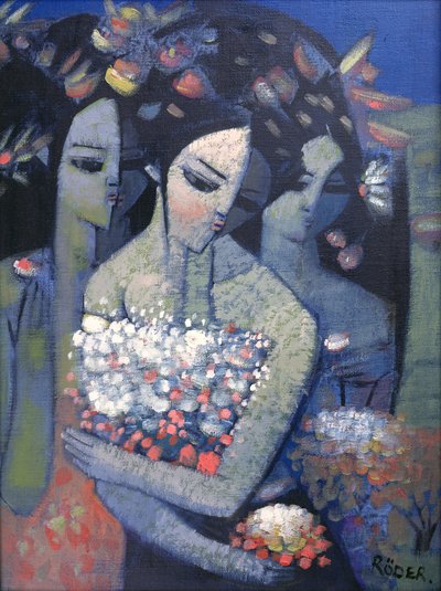 花のブーケ（油彩・キャンバス 作： Endre Roder