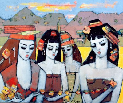 イースからの4人」2004年（油彩、キャンバスボード 作： Endre Roder
